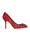 Dolce & Gabbana Taormina-lace Crystal-embellished Pumps In Red