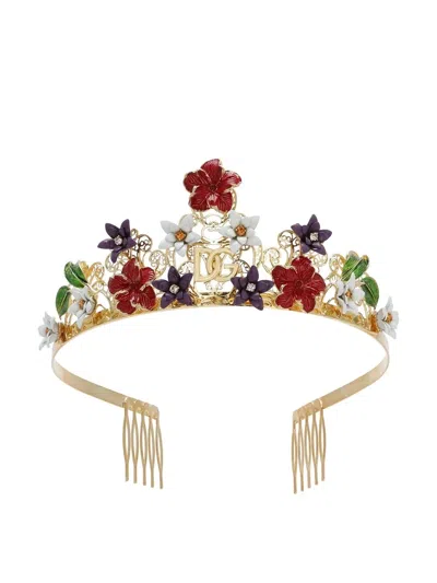Dolce & Gabbana Crystal-embellished Tiara Headband In Gold