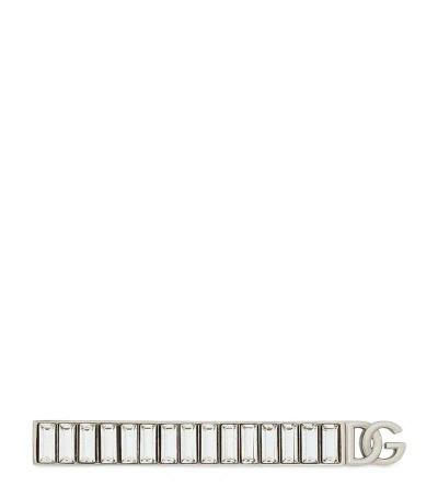 Dolce & Gabbana Crystal-embellished Tie Clip In Silver