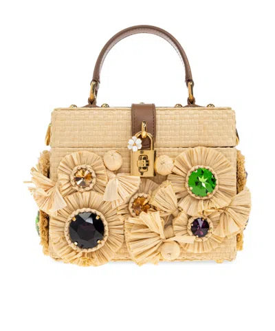 Dolce & Gabbana Crystal-embellished Tote Bag In Brown