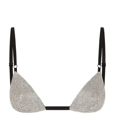 DOLCE & GABBANA DOLCE  GABBANA EMBELLISHED SPAGHETTI STRAP TRIANGLE BRA
