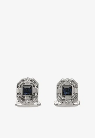 Dolce & Gabbana Crystal-embellishment Cufflinks In Silver