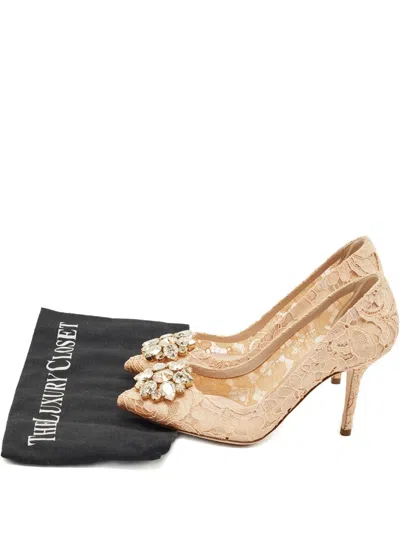 Pre-owned Dolce & Gabbana Crystal-embellishment Pumps In Neutral