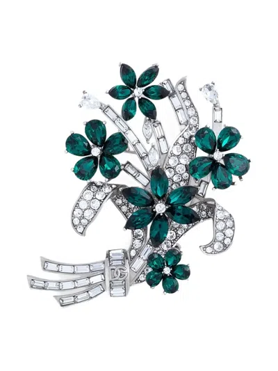 Dolce & Gabbana Crystal-flower Brooch In Silver