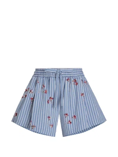 Dolce & Gabbana Cotton Shorts With Cristal Flower Print In Blue