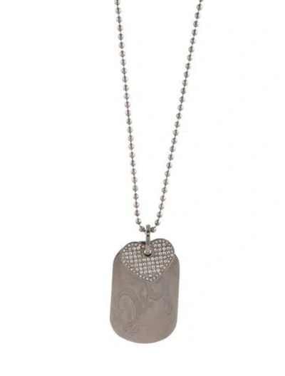 Pre-owned Dolce & Gabbana Crystal Heart Dog Tag Pendant Necklace, 25.5" In Multi