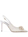 Dolce & Gabbana Crystal Lace Slingback Pumps In Neutrals