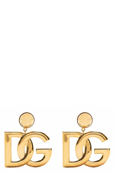 Dolce & Gabbana Crystal Logo Earrings In Gold