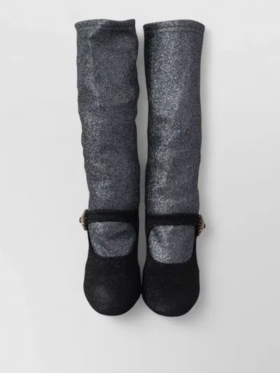 Dolce & Gabbana Crystal Mary Jane Booties Evening Style In Gray