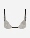 Dolce & Gabbana Dolce  Gabbana Embellished Spaghetti Strap Triangle Bra In Crystal