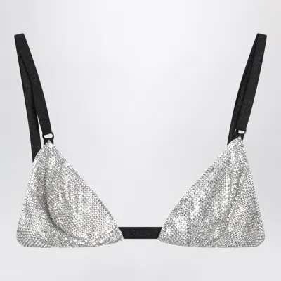 Dolce & Gabbana Crystal Mesh Bra In Crystal In Metallic