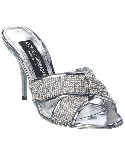 Dolce & Gabbana Keira 90 Leather Sandals - Women's - Leather/fabric In Silver