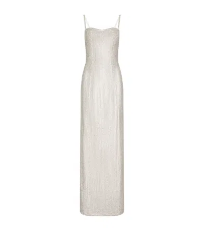 Dolce & Gabbana Crystal Mesh Slip Dress In White