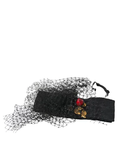 Dolce & Gabbana Crystal Mesh Strawberry Sicily Headband In Purple