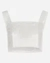 Dolce & Gabbana Crystal Mesh Crop Top In Multicolor