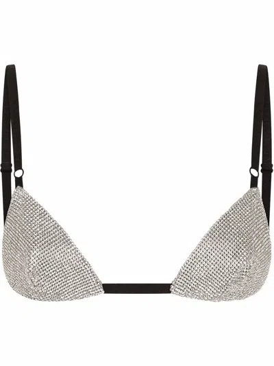 DOLCE & GABBANA CRYSTAL MESH TRIANGLE BRA