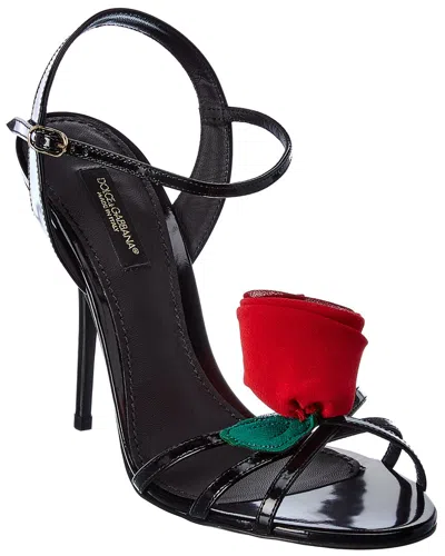 Dolce & Gabbana Crystal Patent Sandal In Black