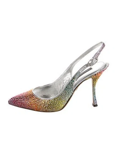 Pre-owned Dolce & Gabbana Crystal Patterned Slingback Pumps In Yellow