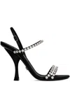 Dolce & Gabbana Satin Sandals Crystal Strap In Black