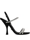 Dolce & Gabbana Satin Sandals Crystal Strap In Black