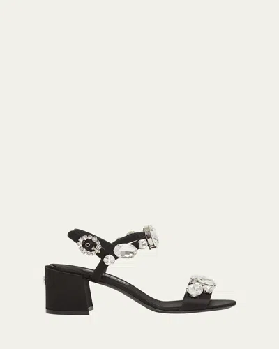 DOLCE & GABBANA CRYSTAL SATIN SLINGBACK SANDALS