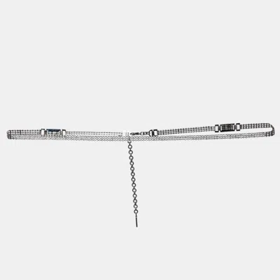Pre-owned Dolce & Gabbana Crystal Silver Tone Chain Link Waist Belt
