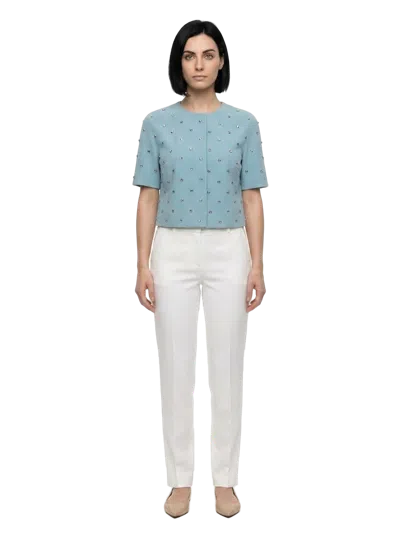Dolce & Gabbana Crystal-embellished Acetate Top In Blue