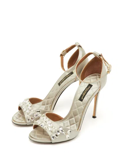 Pre-owned Dolce & Gabbana Crystal-embellished Ankle-strap Sandals In Silver