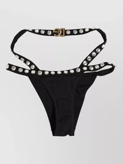 Dolce & Gabbana Crystal-embellished Bikini Bottoms In Black