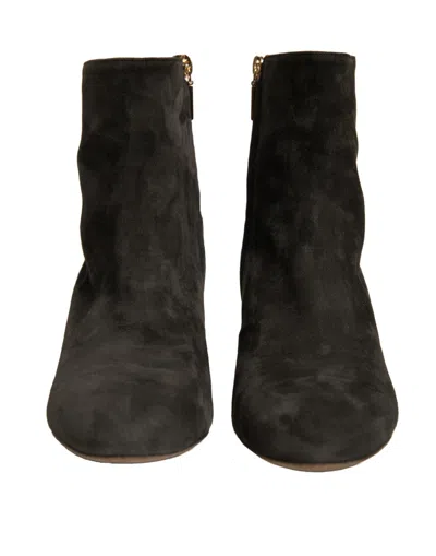 Dolce & Gabbana Crystal-embellished Calf Leather Ankle Boot In Brown