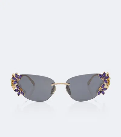 Dolce & Gabbana Crystal-embellished Cat-eye Sunglasses In Multi