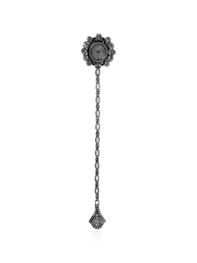 Dolce & Gabbana Crystal-embellished Chain-link Brooch In Metallic