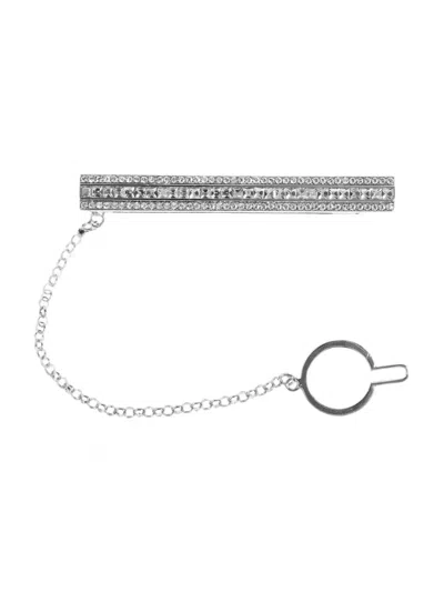 Dolce & Gabbana Crystal-embellished Chain-link Tie Clip In Silver
