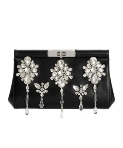 Dolce & Gabbana Crystal-embellished Clasp Clutch In Black