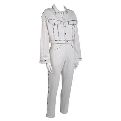 Pre-owned Dolce & Gabbana Crystal-embellished Denim Ensemble, Spring-summer 1992 In Gray
