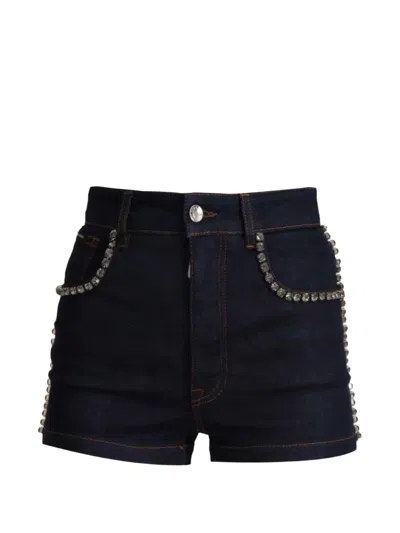 Dolce & Gabbana Crystal-embellished Denim Shorts In Animal Print