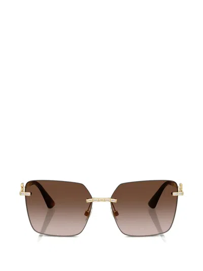 Dolce & Gabbana Crystal-embellished Dg Logo Sunglasses In Brown