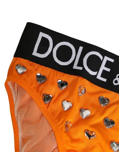 Dolce & Gabbana Crystal-embellished High-waist Brief In Brown
