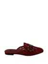 Dolce & Gabbana Lace-embellished Crystal Slide Flat In Red