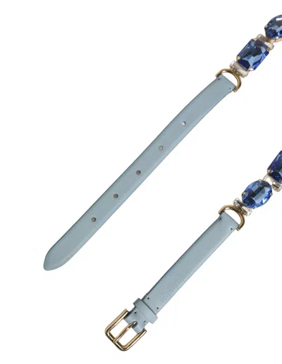 Dolce & Gabbana Crystal-embellished Leather Belt In Gray