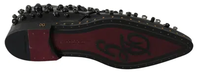 Dolce & Gabbana Crystal-embellished Leather Flat In Black
