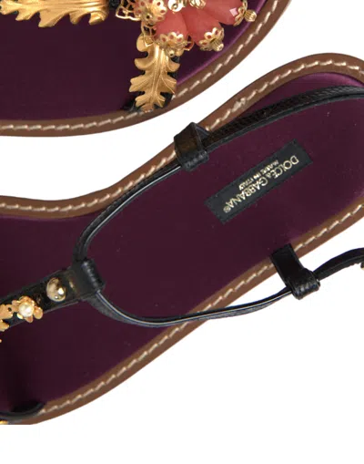 Dolce & Gabbana Crystal-embellished Leather Sandal In Purple