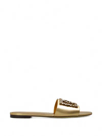 Dolce & Gabbana Crystal-embellished Leather Sandals In Multi