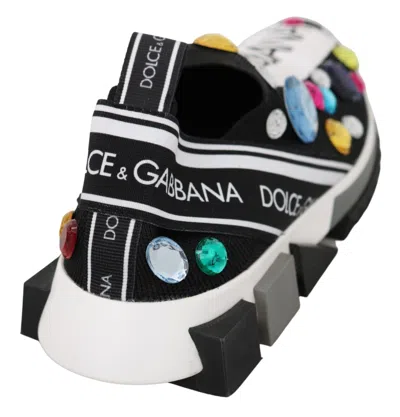Dolce & Gabbana Crystal-embellished Low-top Sneakers In Black