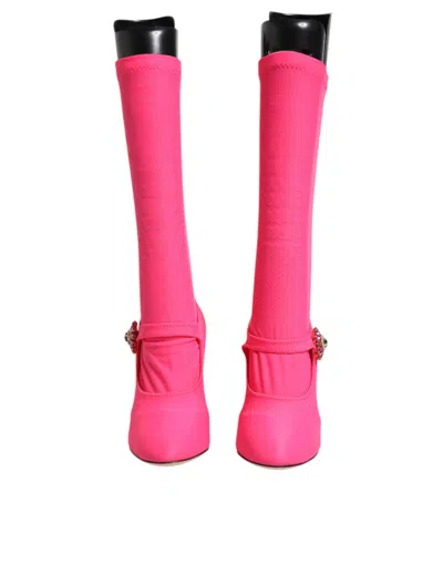 Dolce & Gabbana Crystal-embellished Nylon Boot In Pink