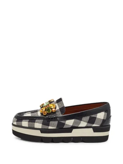 Pre-owned Dolce & Gabbana Crystal-embellished Platform Loafers In Black