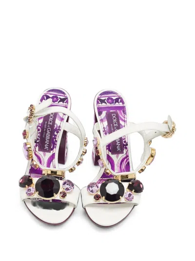 Pre-owned Dolce & Gabbana Crystal-embellished Sandals In White