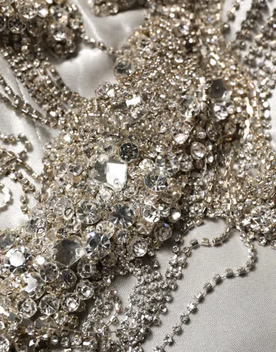 Dolce & Gabbana Crystal-embellished Silk Evening Dress In Silver