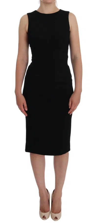 Dolce & Gabbana Crystal-embellished Stretch Dress In Black
