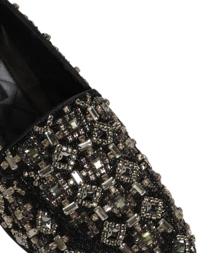 Dolce & Gabbana Crystal-embellished Suede Loafer In Black